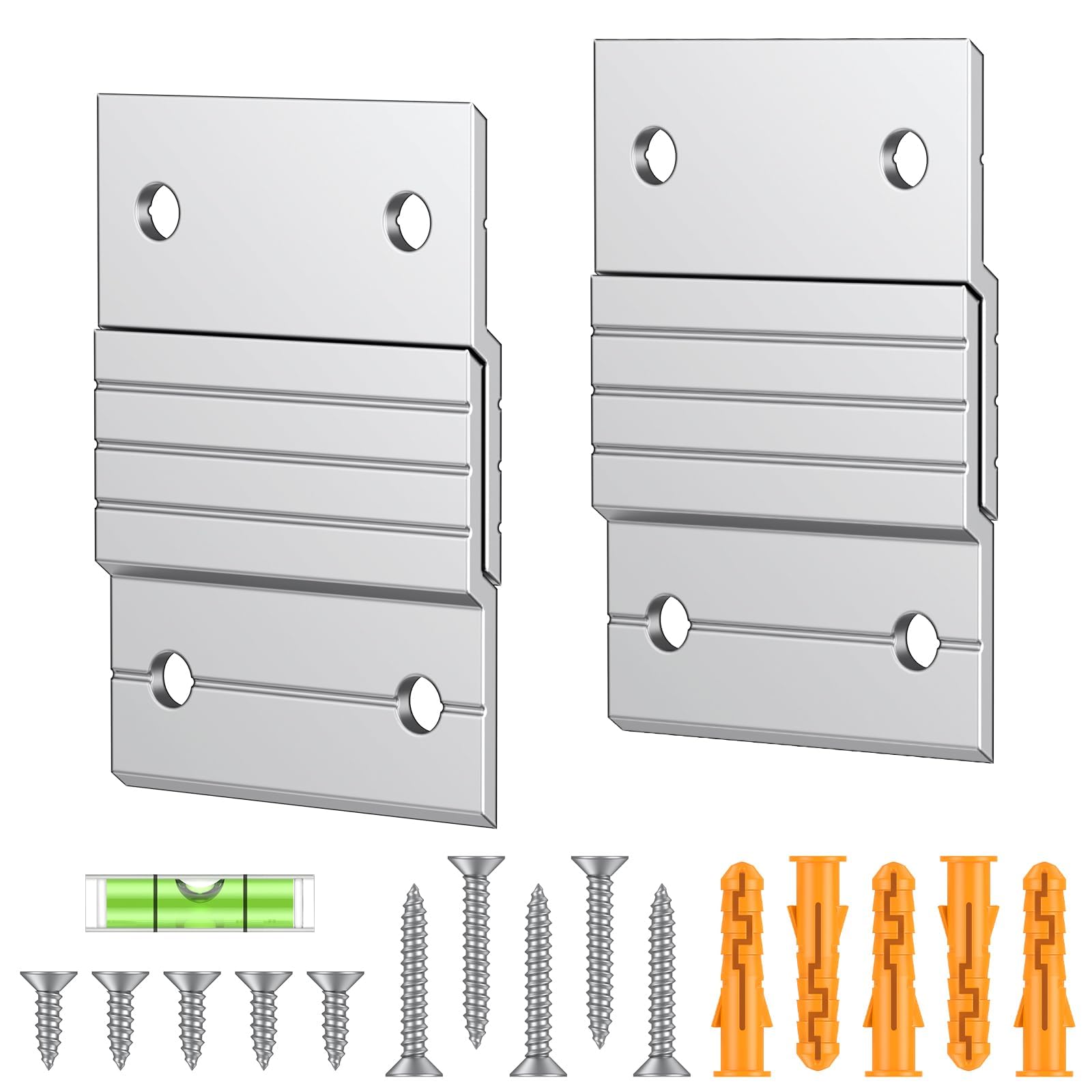 Uniclife 2 Pairs 5 cm French Cleat Hanger 13 kg Load Heavy Duty French Cleat Picture Hanger Aluminum Alloy Mirror Hanging Hardware Wall Mounting Bracket Interlocking Z Bar Clip with Bubble Level — image 1