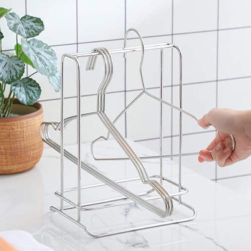 Miniatura 3 de NUOBESTY Percha de percha de acero inoxidable, soporte para apilador, soporte de almacenamiento portátil, soporte para colgar la ropa para balcón,