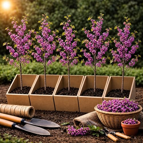 5 Eastern Redbud Tree (Cercis Canadensis) Live Plant Brilliant Pink Spring Blooms Hardy Ornamental Flowering Tree Perfect for Landscapes Yards & Gardens (5 Live Trees)