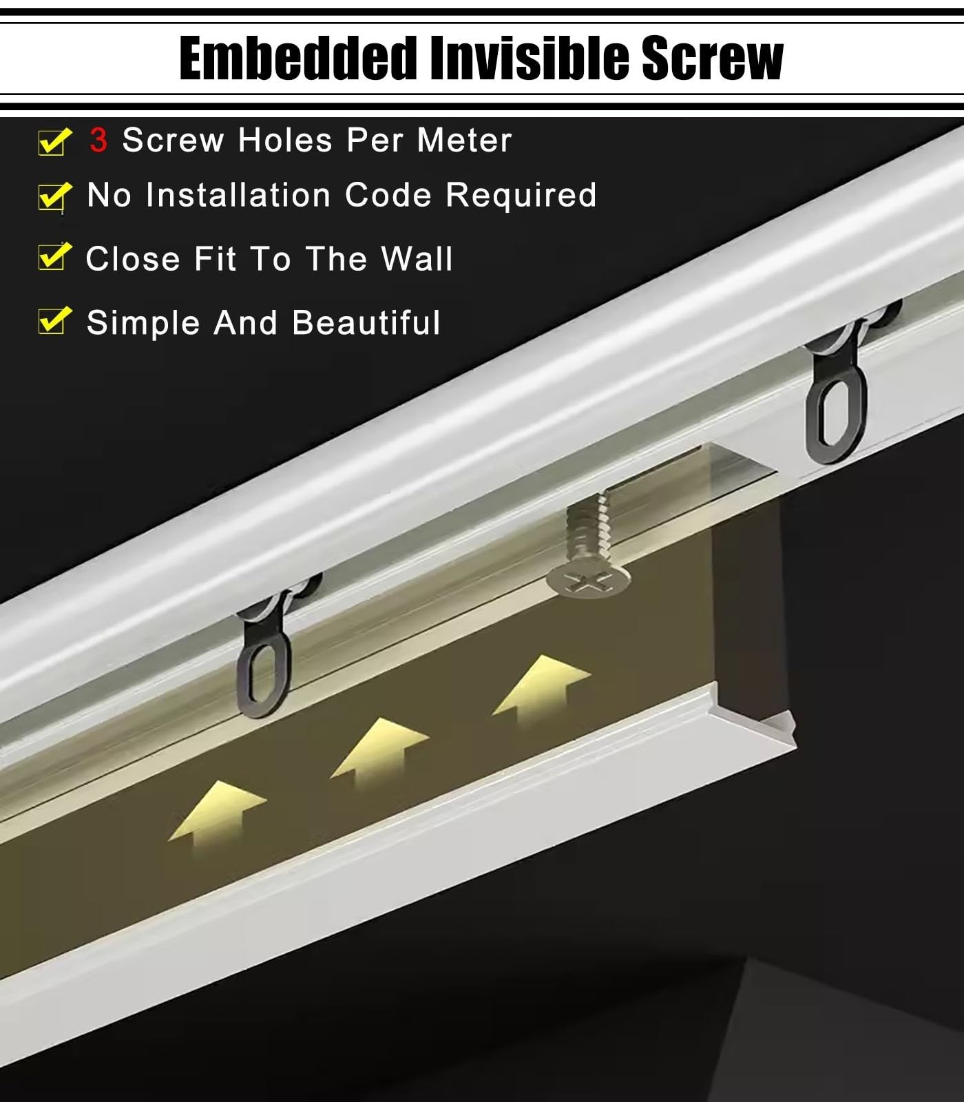 Rail de Rideau de Plafond en Aluminium épais et Lourd, Montage au Plafond avec Rouleau, séparateur de pièce, kit de Rail de Rideau Silencieux
