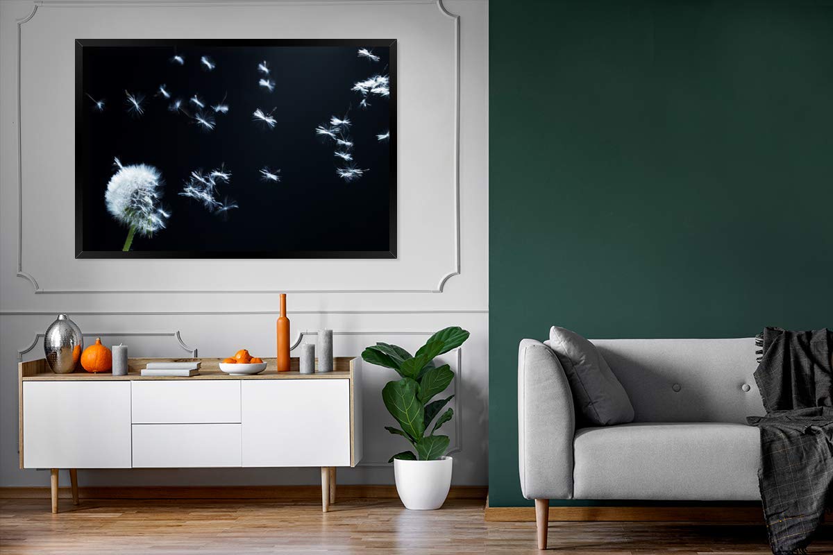 MuchoWow Poster Bilder Wanddeko Deko Wohnzimmer 120x80 cm Schwimmende Löwenzahnsamen