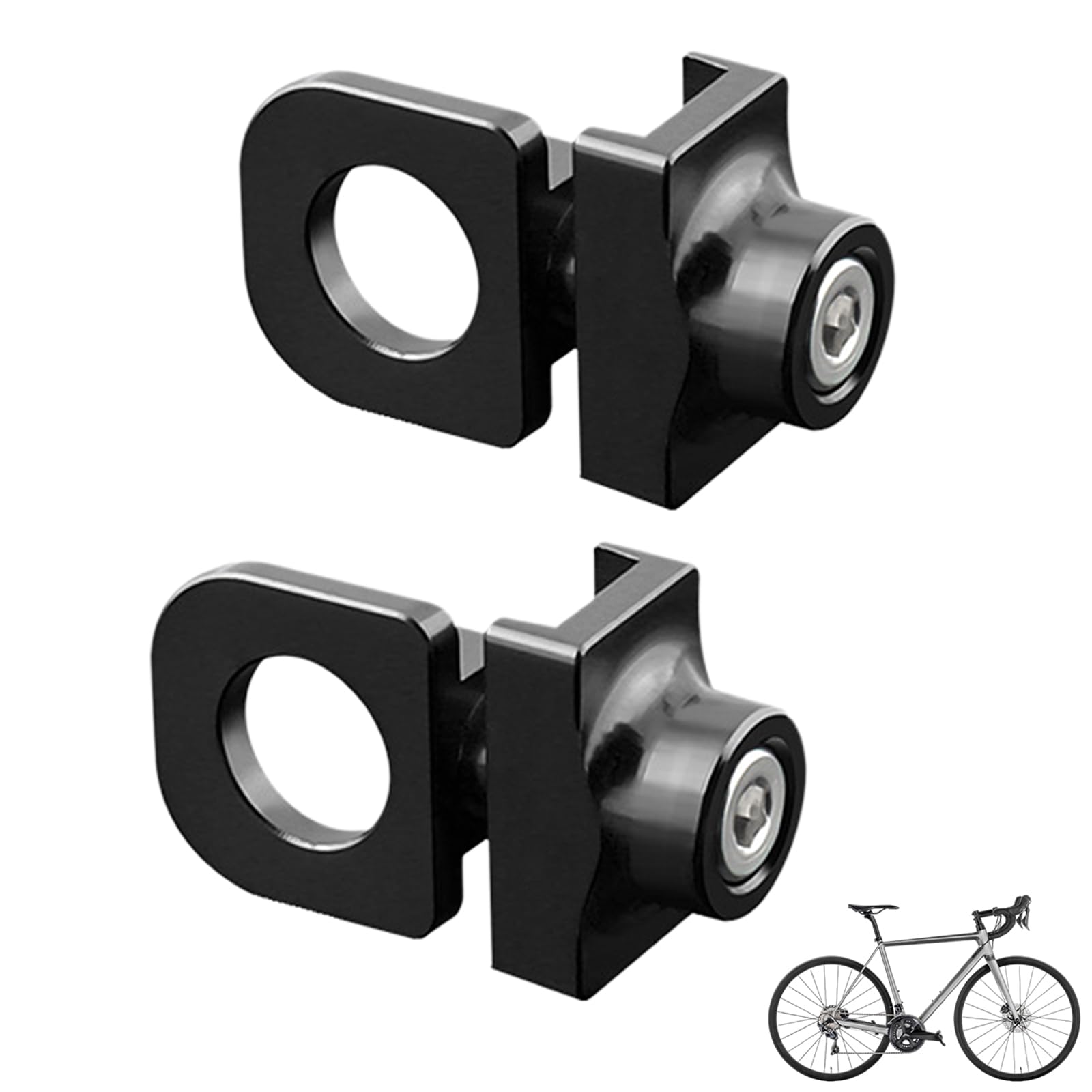 EMTPJAL 2pcs Bicycle Chain Tensioner Adjuster Aluminum Alloy Chain Fastener for BMX Fixie Bike Single Speed Bicycle, Black