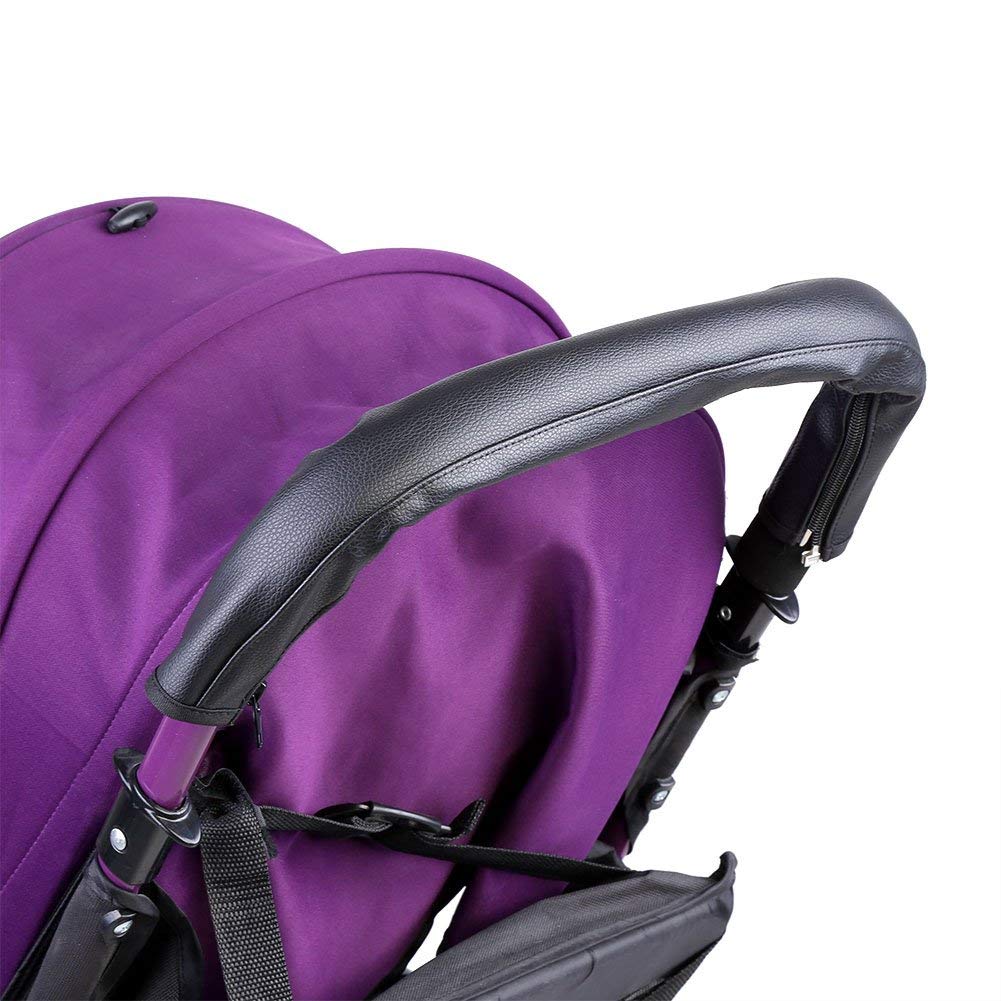 Copri Maniglia per Passeggino in Pelle Nera Copri Bracciolo per Passeggino in Pelle PU Protezione per Maniglia per Passeggino Accessori per Passeggino per Carrozzina