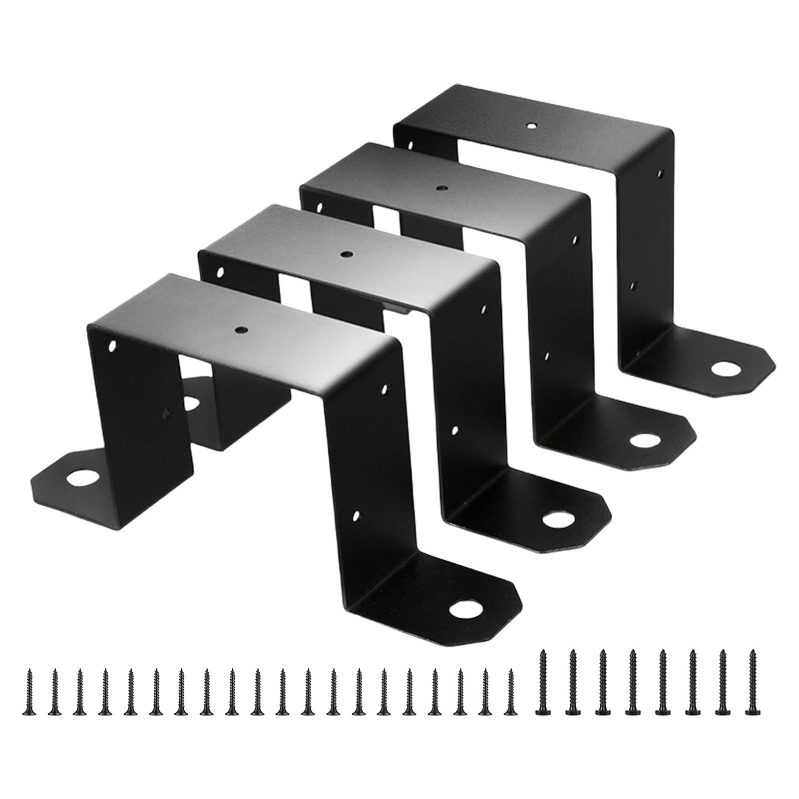 4Pcs Effective Deck Fence Brackets for 4x4inch Wood Post Beams with Black Coating for Efficient Structure Fence Post Ties