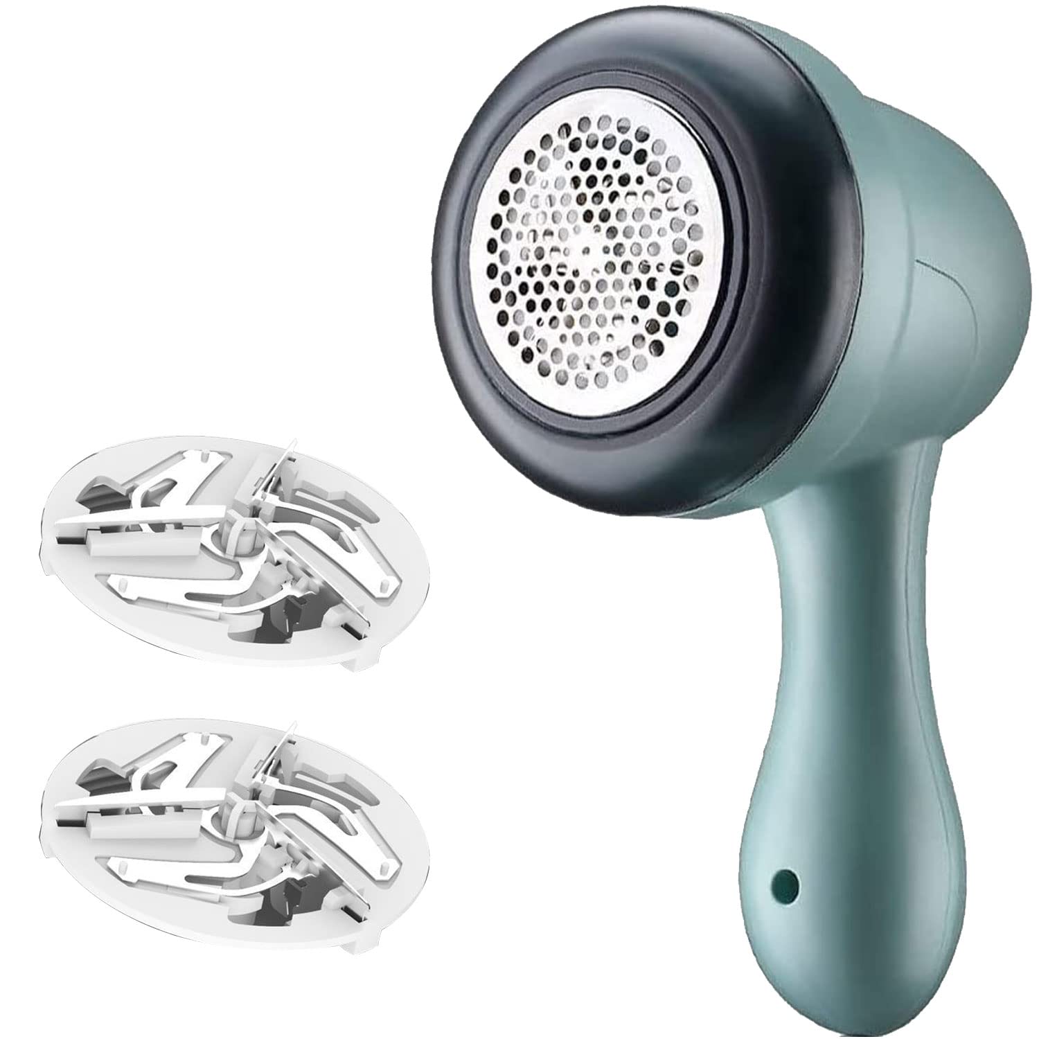 ExceforeFabric Lint Shaver Fuzz Remover Rechargeable Fuzz Lint Shaver, Sweater Pill Defuzzer with 3-Leaf Blades, 2 Replaceable Stainless Steel Blades for Cloths Fabrics and Furniture