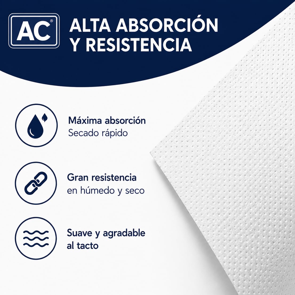 Bobina Papel Secamanos Mecha Laminado Gofrado Doble Capa Pack 6 unidades