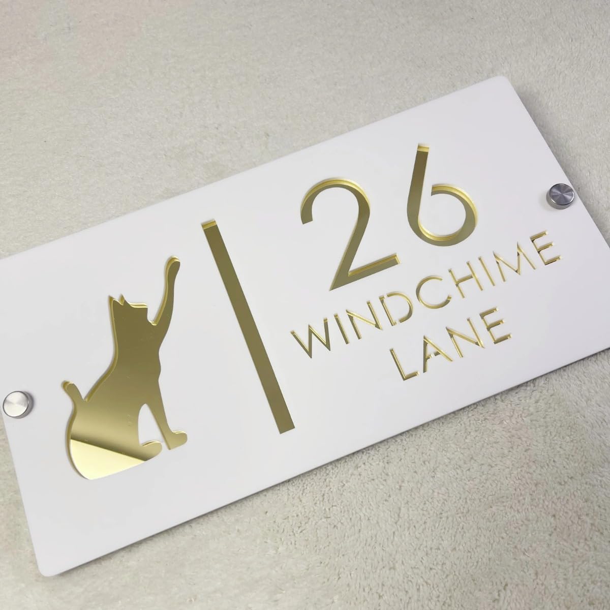 Personalized Acrylic House Number Sign,Customized Outdoor House Number Plate,Custom Modern Outdoor Address Plaque (Gray White,50x25cm)