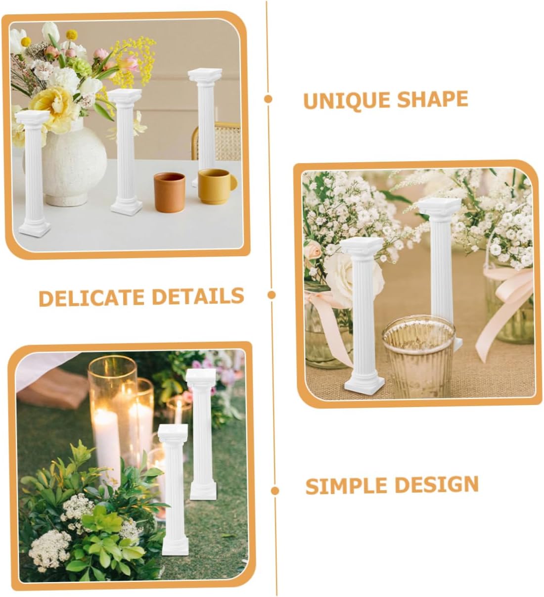 16pcs Roman Pillar Statues for Table Decor Mini House Landscaping for Weddings and Photography Versatile White for Indoor and Outdoor Use
