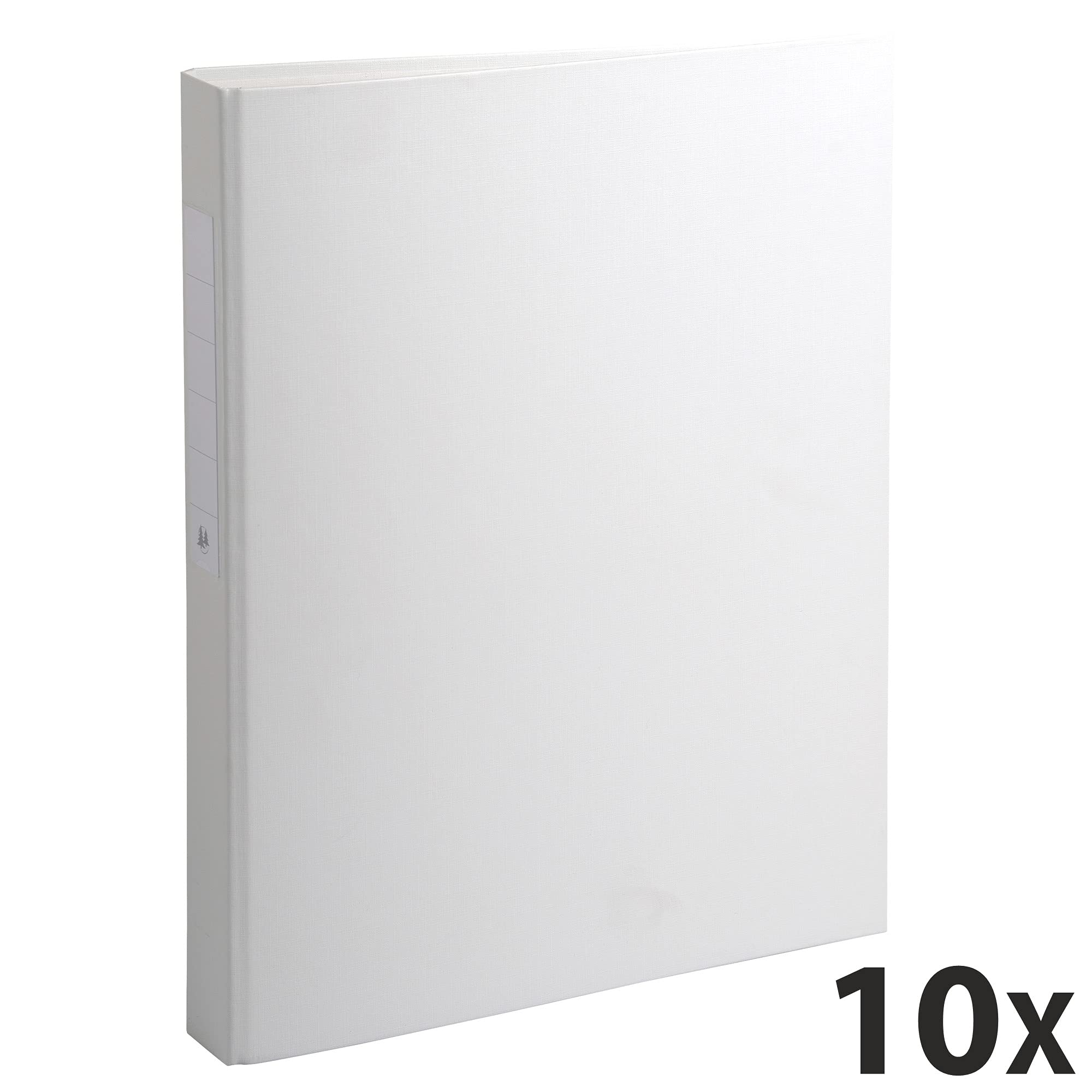 Exacompta 54388E 10er Pack Ringbücher 2 Ringe Füllhöhe 25mm, Rücken 40mm, aufgeklebtes Rückenschild, für DIN A4 Kunststoffbezug aussen und innen, weiß