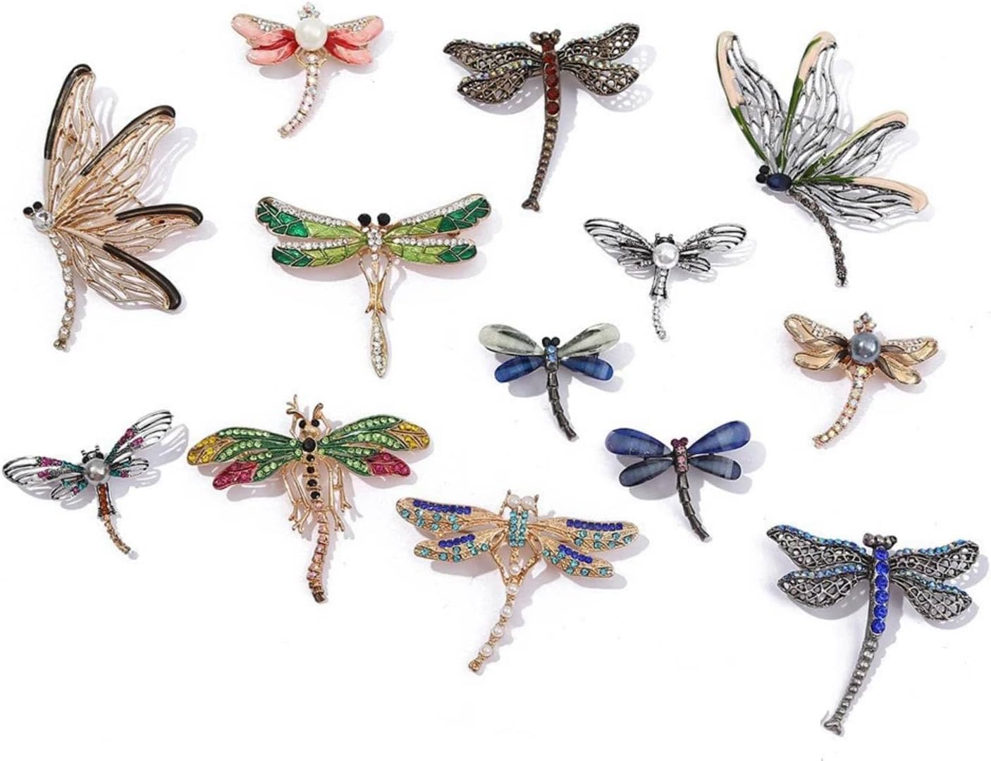 Vintage Animal Insect Brooch Pin Set Elegant Rhinestone Simulated Pearl Corsages Scarf Clips Jewelry Accessories