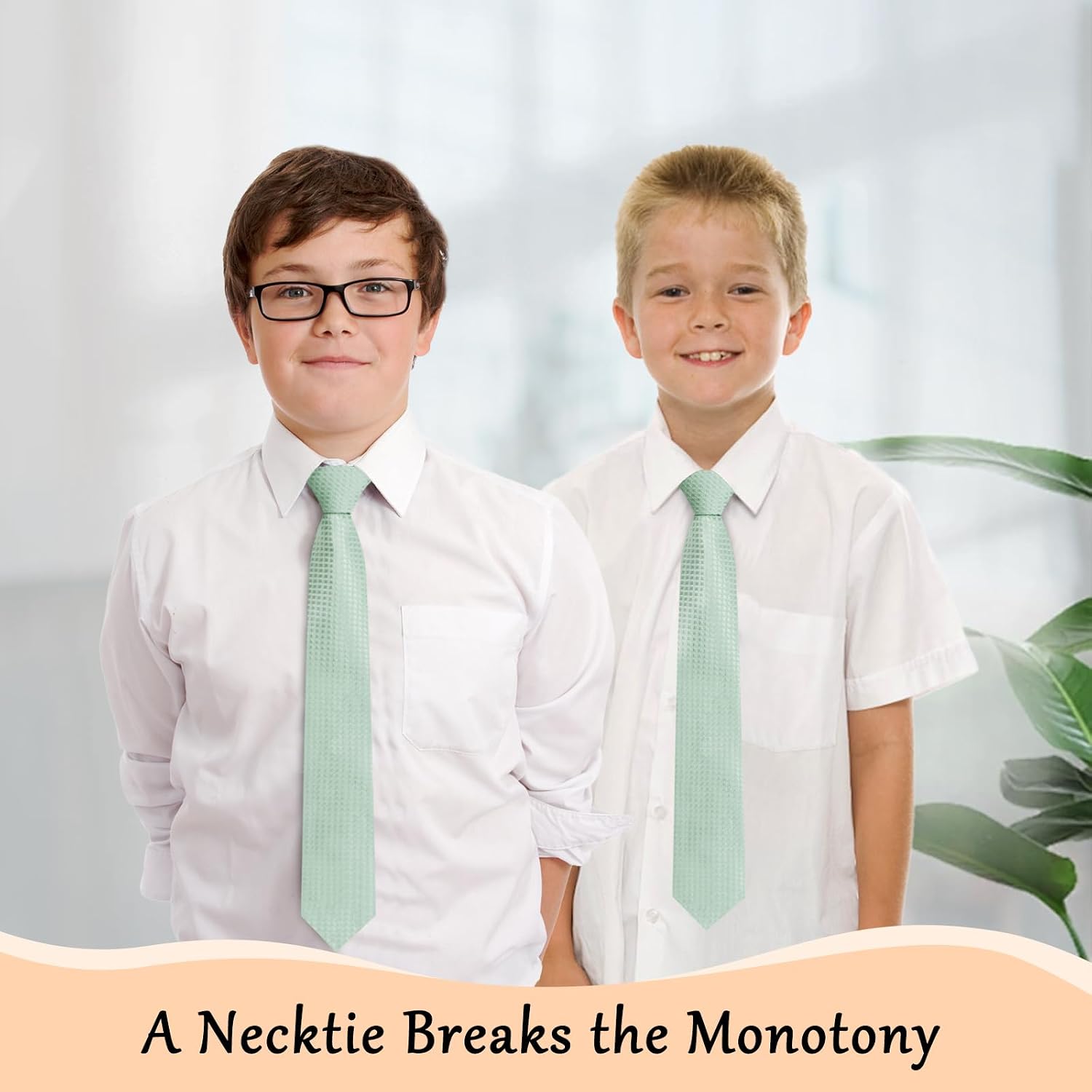 Luckyvestir Tie for Boys Self Kids Ties Solid Color Boy's Necktie for Graduation/School