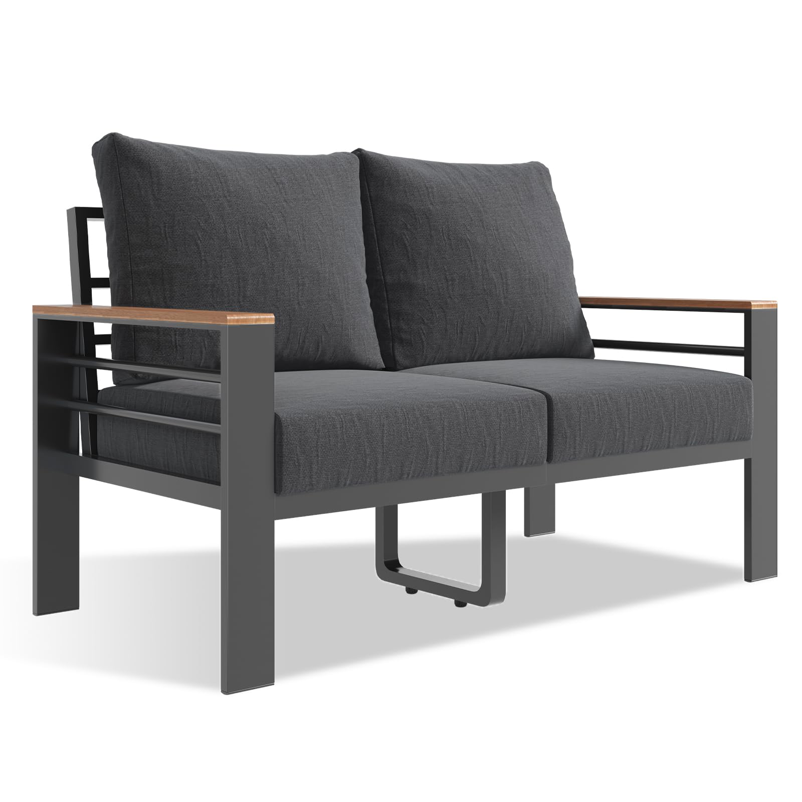 Aoxun Aluminum Patio Furniture Set 2 Seats, Dark Grey