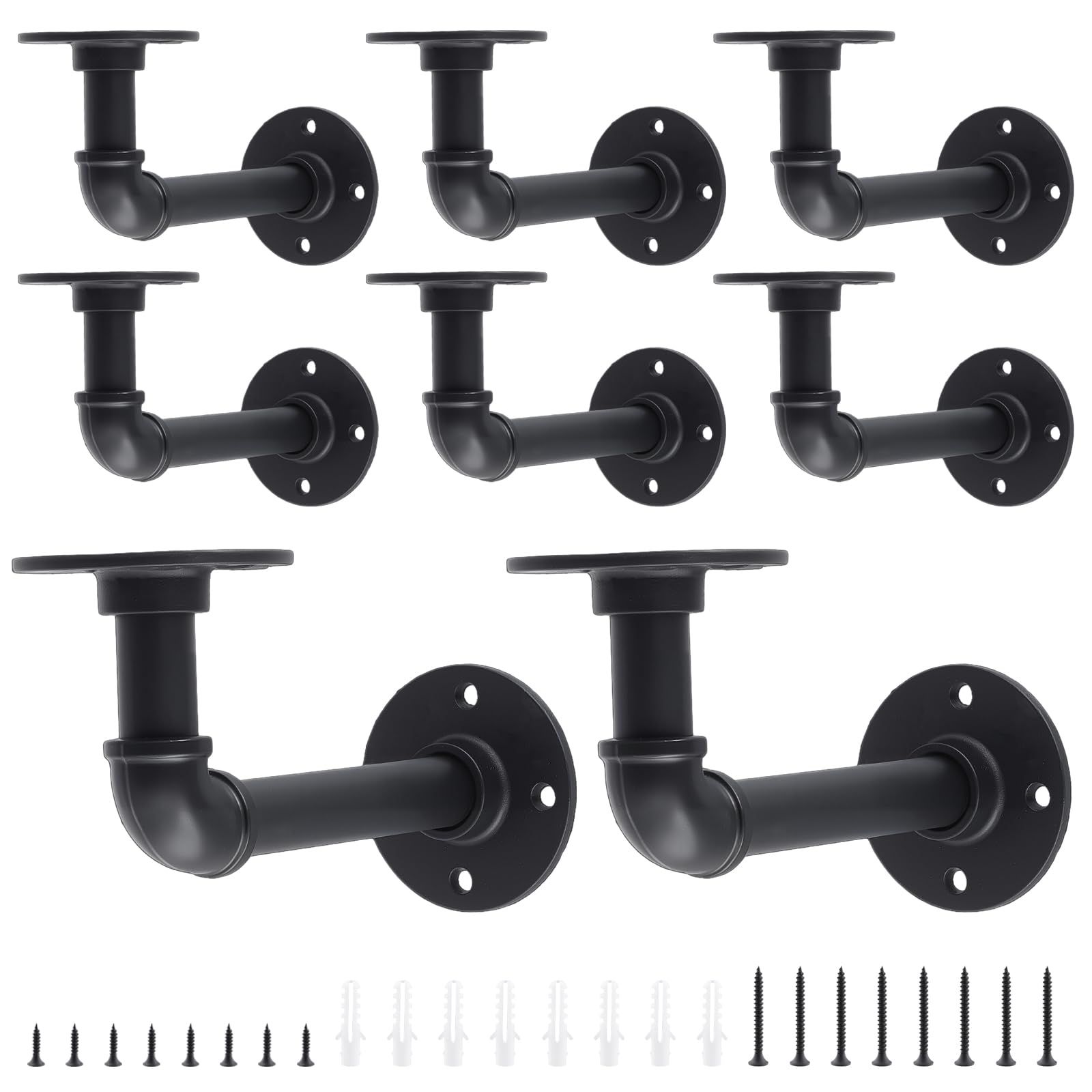 Supports d'étagère industriels lot de 8 équerres en fer noir pour installer une bibliothèque