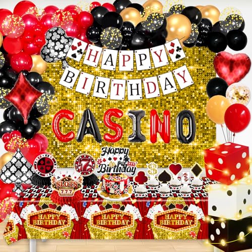 cocomigo Casino Theme Party Decorations Set, 132pcs Casino Casino Birthday...