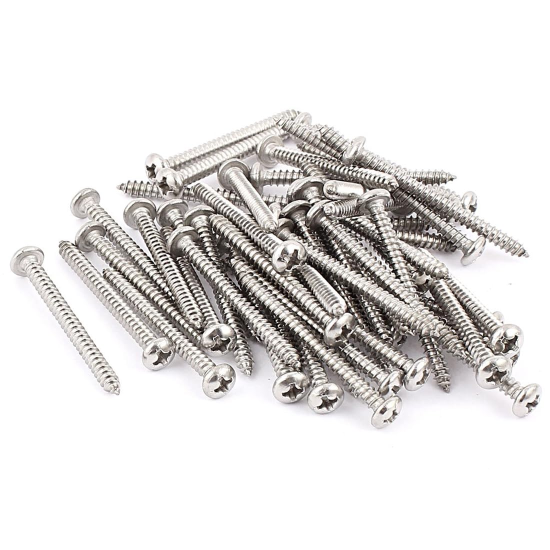 TA-VIGOR 50Pcs Self Tapping Screws, M3.5 Phillips Pan Head Screw, 40mm Round Head Tapping Screws