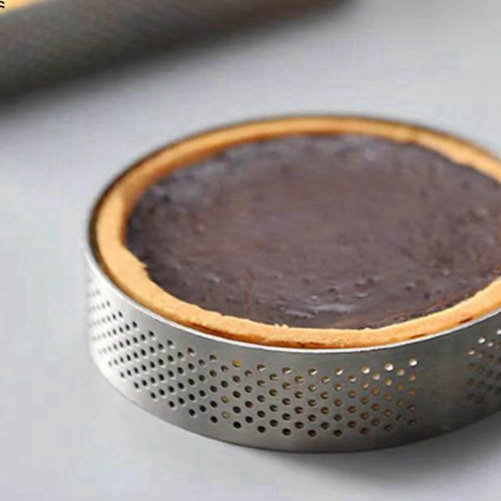 Lot de 45 anneaux à tarte ronds en acier inoxydable perforés à chaud