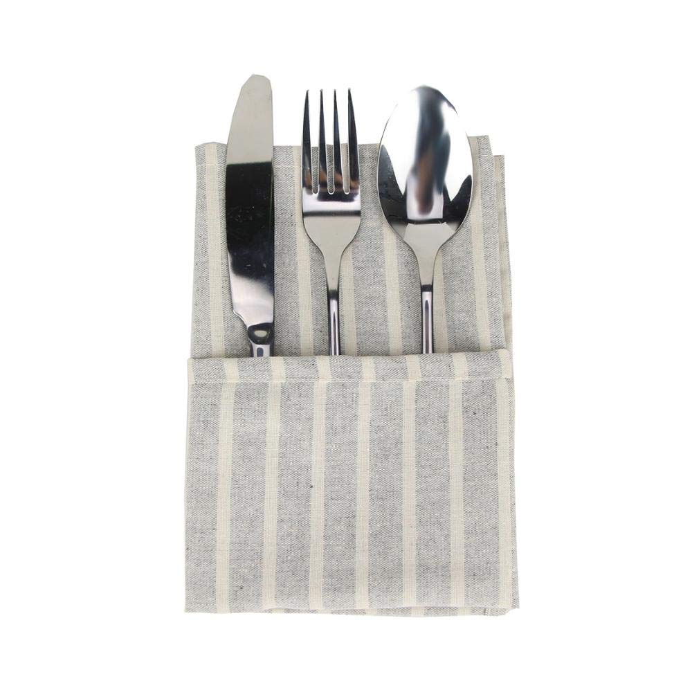Tovaglioli Stoffa Set di 12 tovaglioli di Stoffa a Strisce 30 x 40 cm di Lino di Cotone tavola da Pranzo tovaglioli in Tessuto tovagliette 6 Colori Tovaglioli di Stoffa (Color : 4)