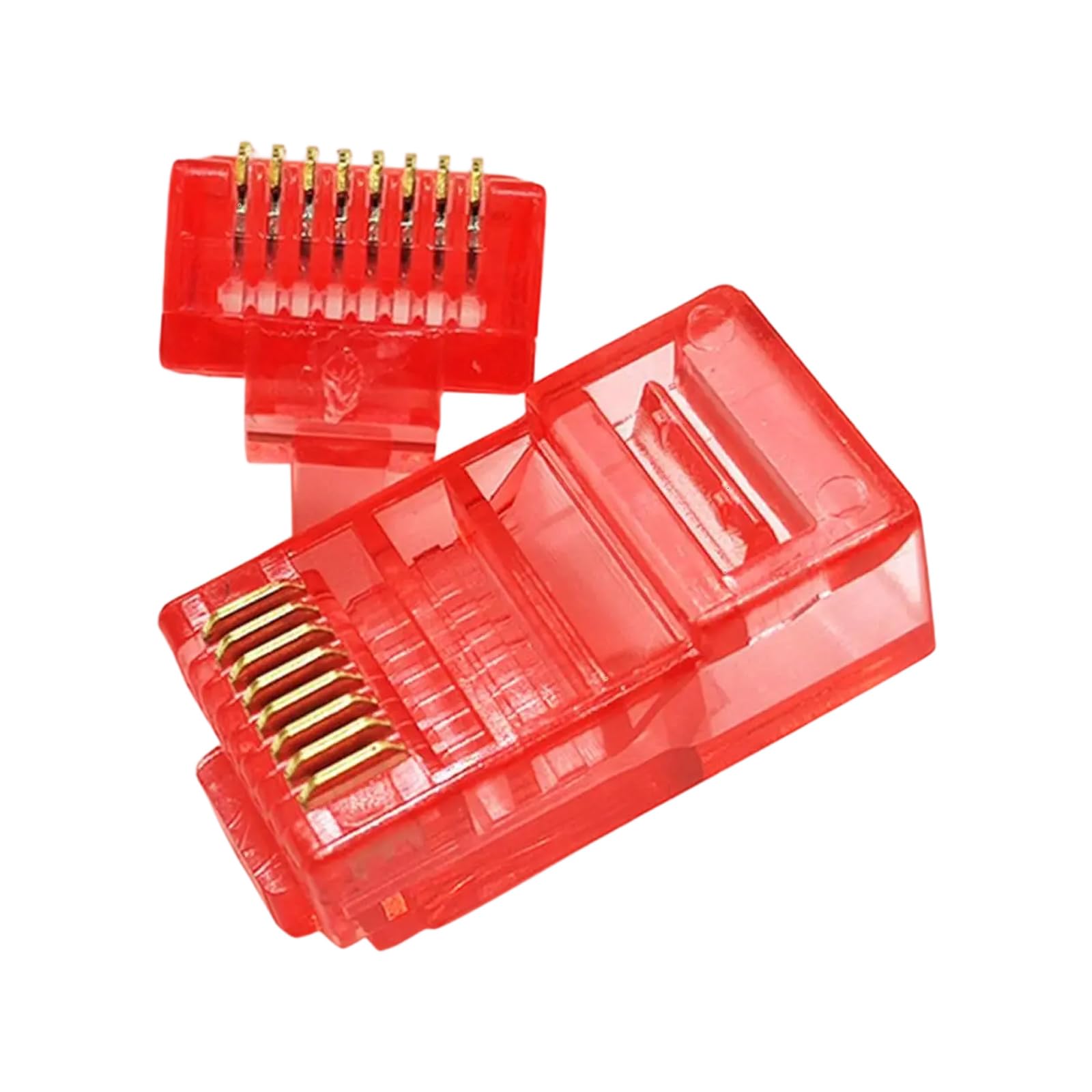 Apglsxy Red 100Pcs Rj45 Networking Connection Wire Plugs Cat5 Ethernet Connectors For Secure And Stable Connection Secure