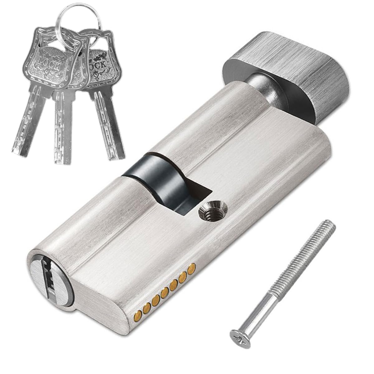 35T/35 Thumb Turn Euro Cylinder Lock (70mm), Euro Door Barrel Lock with 3 Keys, Anti-Drill and Anti-Pick Barrel Profile Lock for Wooden, UPVC and Composite Doors (B)