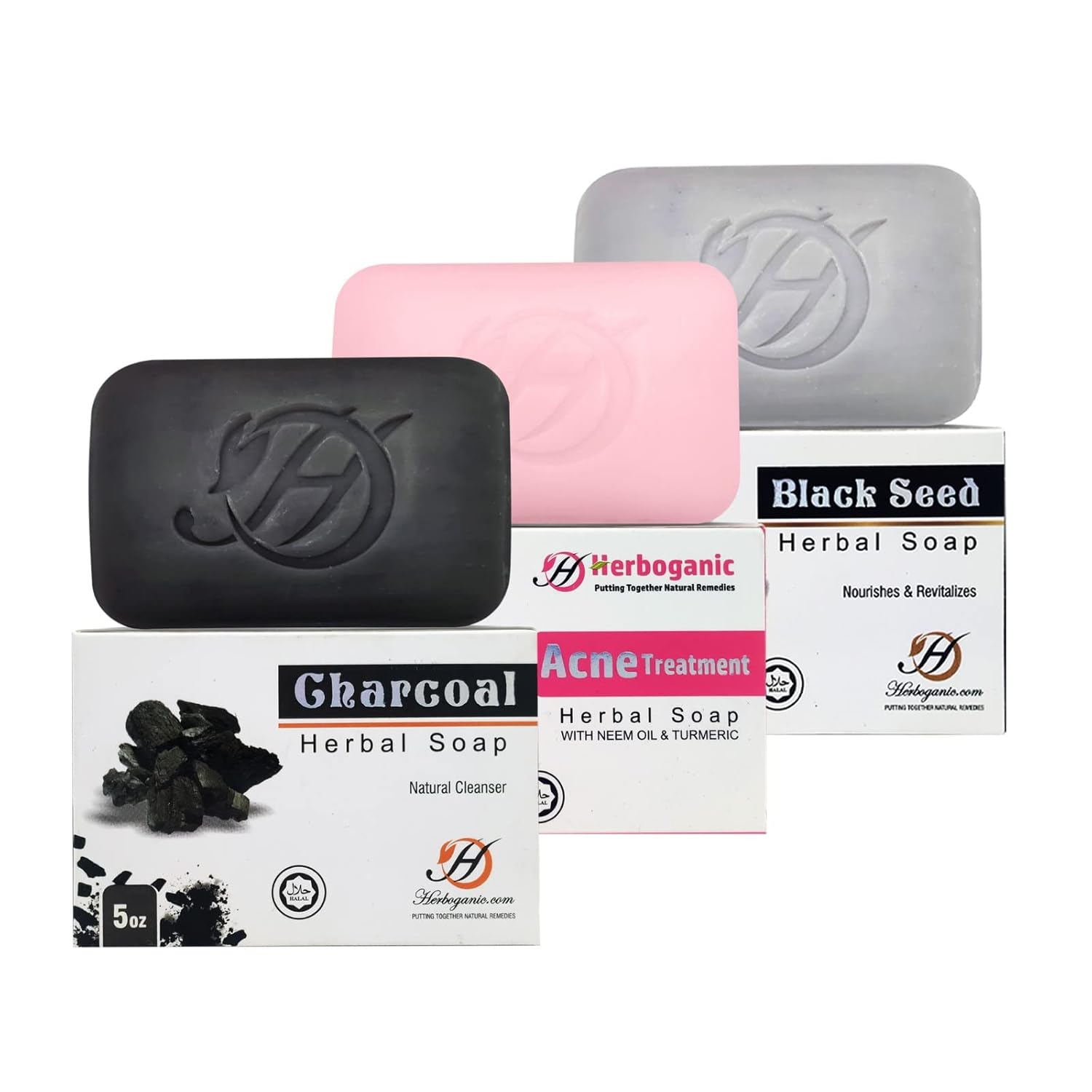 HERBOGANIC Lavender Sandal and Rose Jasmine lavender Herbal Soap Trio Pack | Pack of 3 of 5oz soap Bar | Natural Bar Soap for Face and Body | Hydrating and Nourishing | Suitable for Men and Women