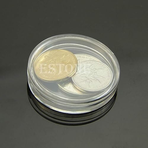 Miniatura 3 de Soporte de almacenamiento de monedas, 10 unidades de 1.378 in, cajas redondas transparentes para almacenamiento de monedas, soporte de cápsulas de