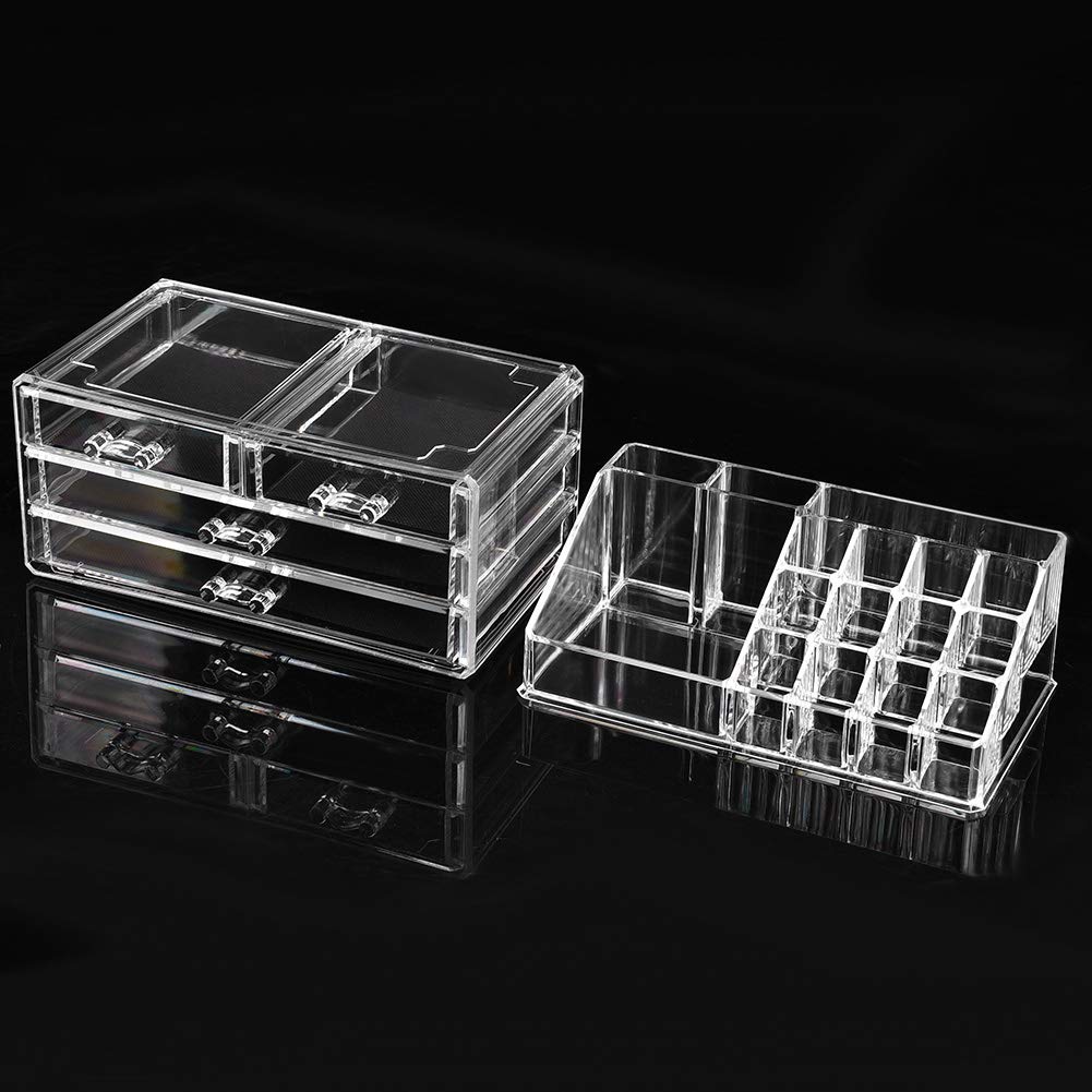 Przezroczysty organizer na kosmetyki do makijażu, pudełko do przechowywania biżuterii, wielowarstwowe etui z szufladami, przezroczysty organizer na biżuterię, na kolczyki, pierścionki