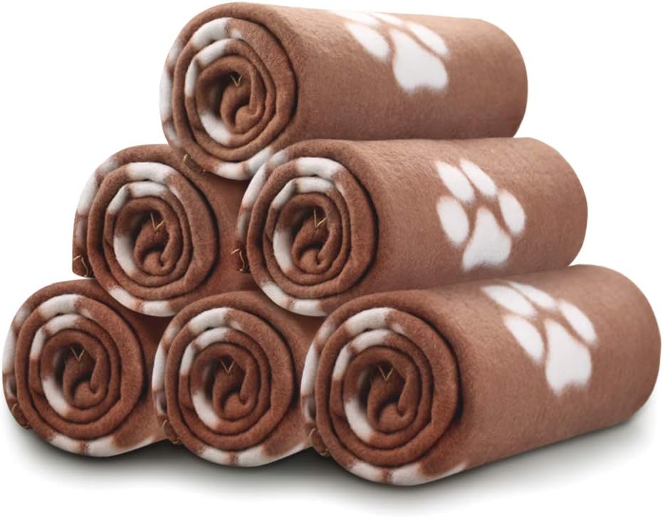 Comsmart Dog Blankets for Small Dogs, 6 Pack Puppy Blanket Cute Paw Print Pet Blanket for Dog, Puppy, Cat, Kitten, 39x35 inches