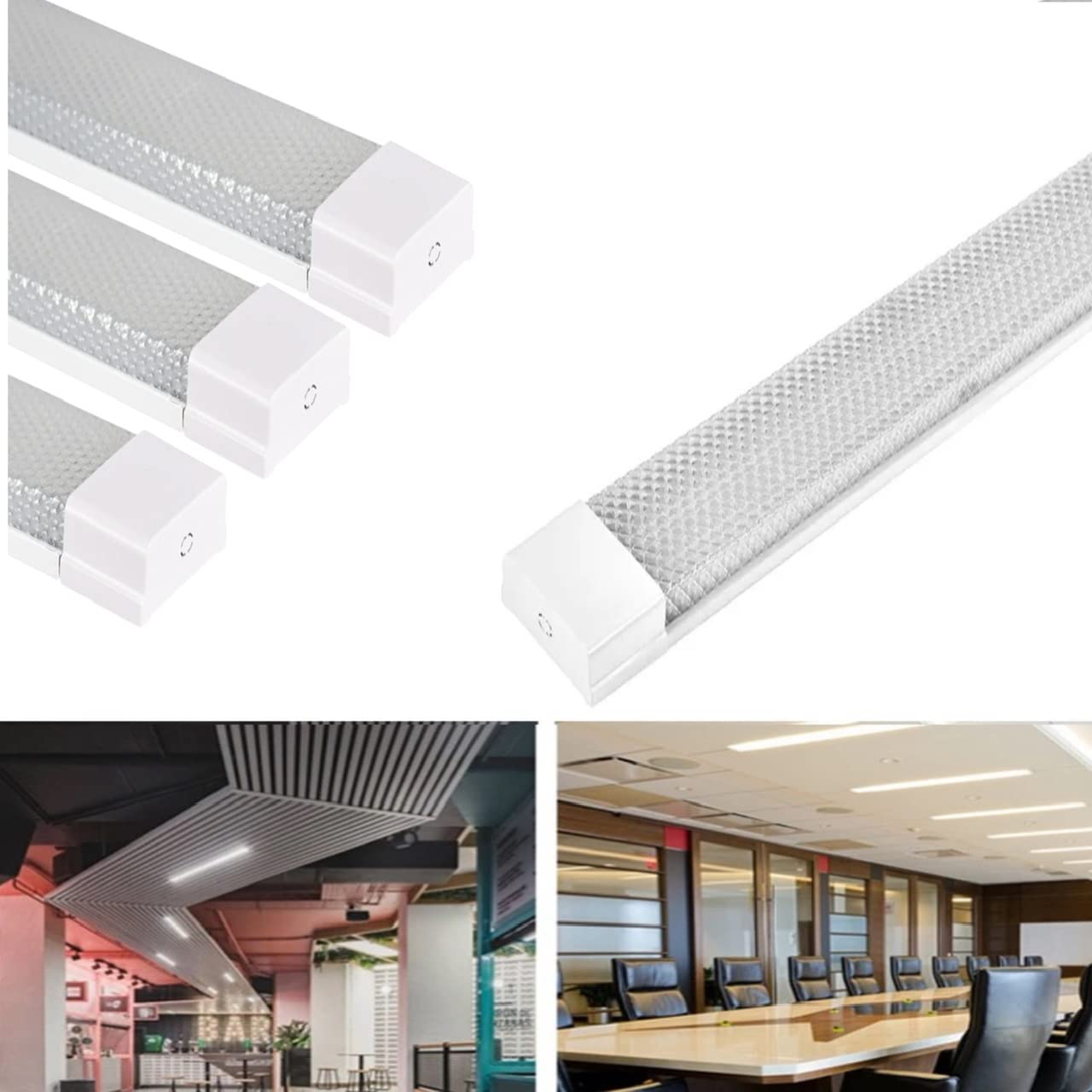 NEXT LIFE LED Dustproof Tube Light, 4FT 100W 6500K, Easy Installed on Ceiling or Wall, Garage Light, Under Cabinet Light, LED Shop Light (Clear,White, 4 Pack)