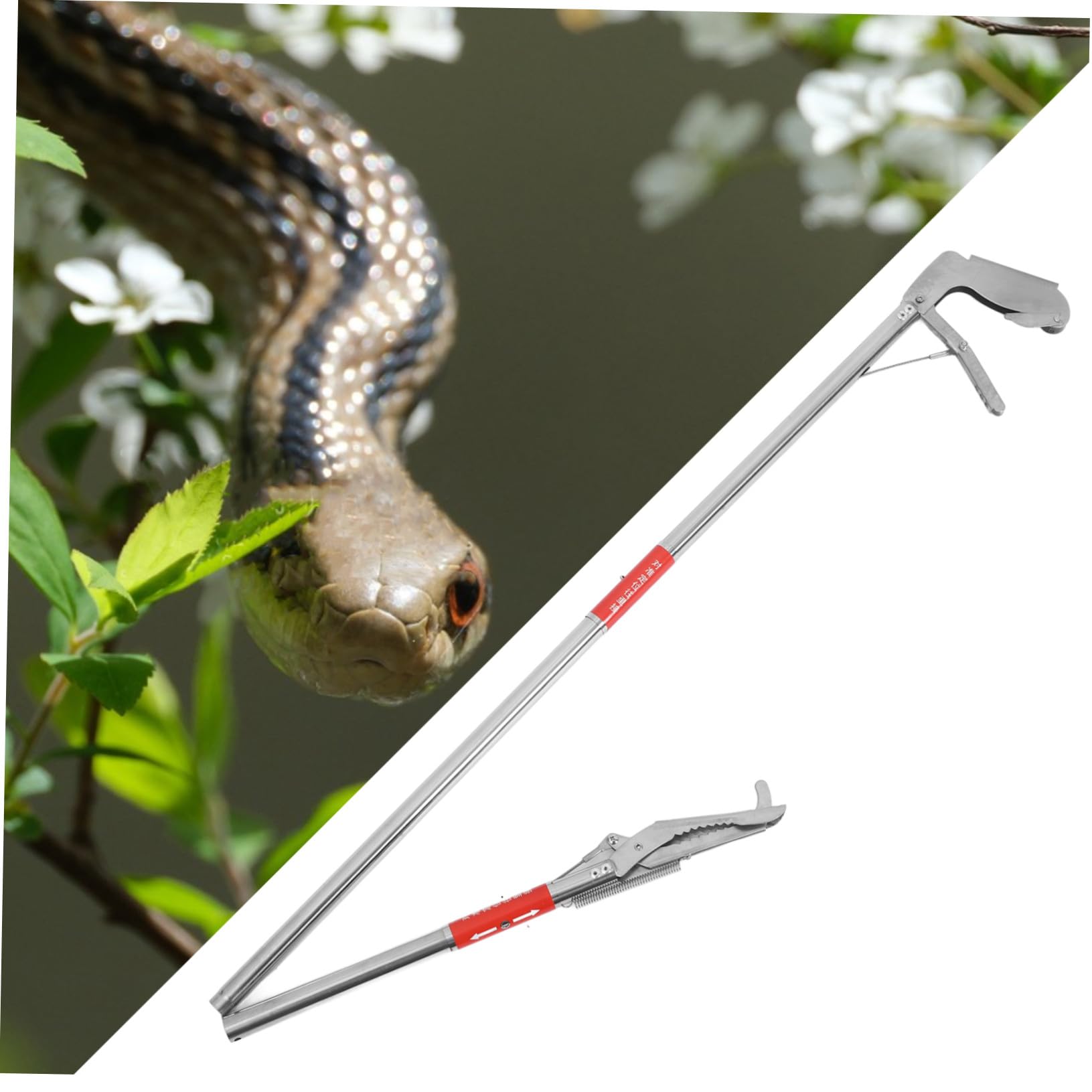 HANABASS Pince à Serpent et Longue Portée Légère en Acier Inoxydable Pliable pour Manipulation et Réglable 3 Sections en Extérieur