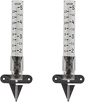 2710N2 Mountable Rain Gauge, Measure and Monitor Precipitation, Easy to Read for Backyard, Patio, Garden, and Lawn, 2-Pack, Clear