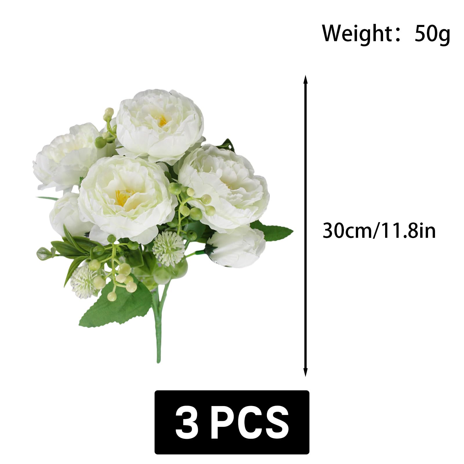 astylishome Artificial Flowers 21pcs Faux White Rose False Roses Real Touch Fake Flower for Wedding Decor Bridal Crafts Arrangements Home Valentines Day Decorations 0201 - Image 3