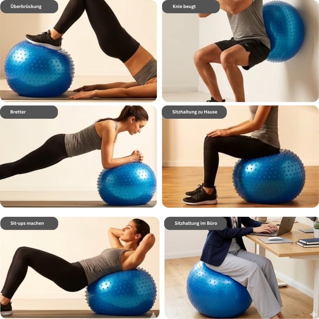 Endless Piłka do jogi zapobiegająca pękaniu, gruba piłka gimnastyczna PCW do fitnessu, pilatesu, stabilności i treningu domowego, krzesło balansowe dla mężczyzn i kobiet