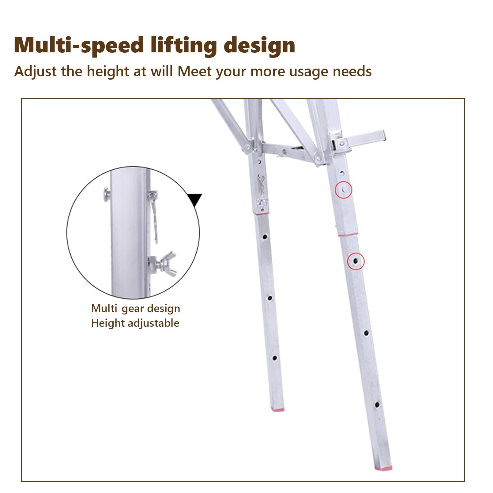 Piattaforma per ponteggi in acciaio resistente, piattaforma di lavoro pieghevole con altezza regolabile, superficie antiscivolo, supporta 200 kg, ideale per casa, ufficio, officina e garage
