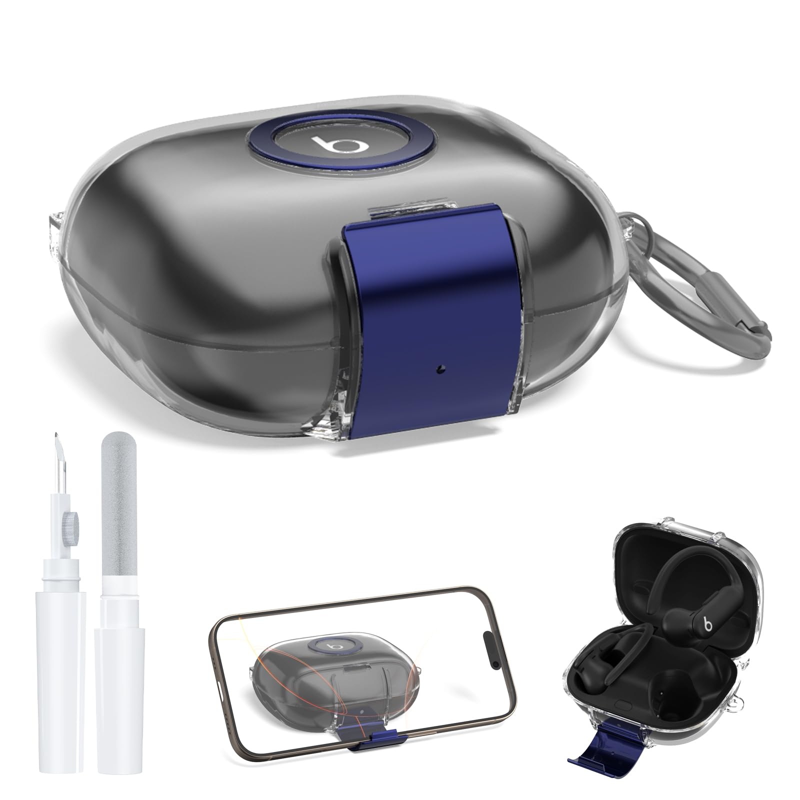 [Dual Function Lock] for Beats Powerbeats Pro 2 Case Cover with Phone Stand, AGENTNANO Clear Protective Cover with Beats Powerbeats Pro 2 2025