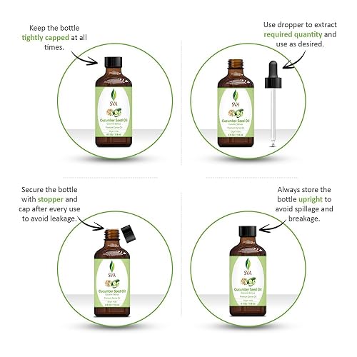Miniatura 2 de SVA ORGANICS Aceite portador de semillas de pepino con agradable aroma a pepino, fragancia natural, 4.0 fl oz (4 onzas líquidas), natural para piel