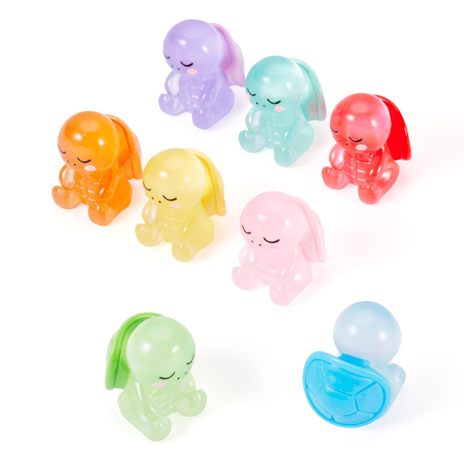 20 pcs Mini Resin Turtle Miniature Sea Turtle Luminous Tiny Tortoises Figurines Glow in The Dark Ocean Animal Decor for Fish Tank Potted Garden Decoration DIY Micro Landscape