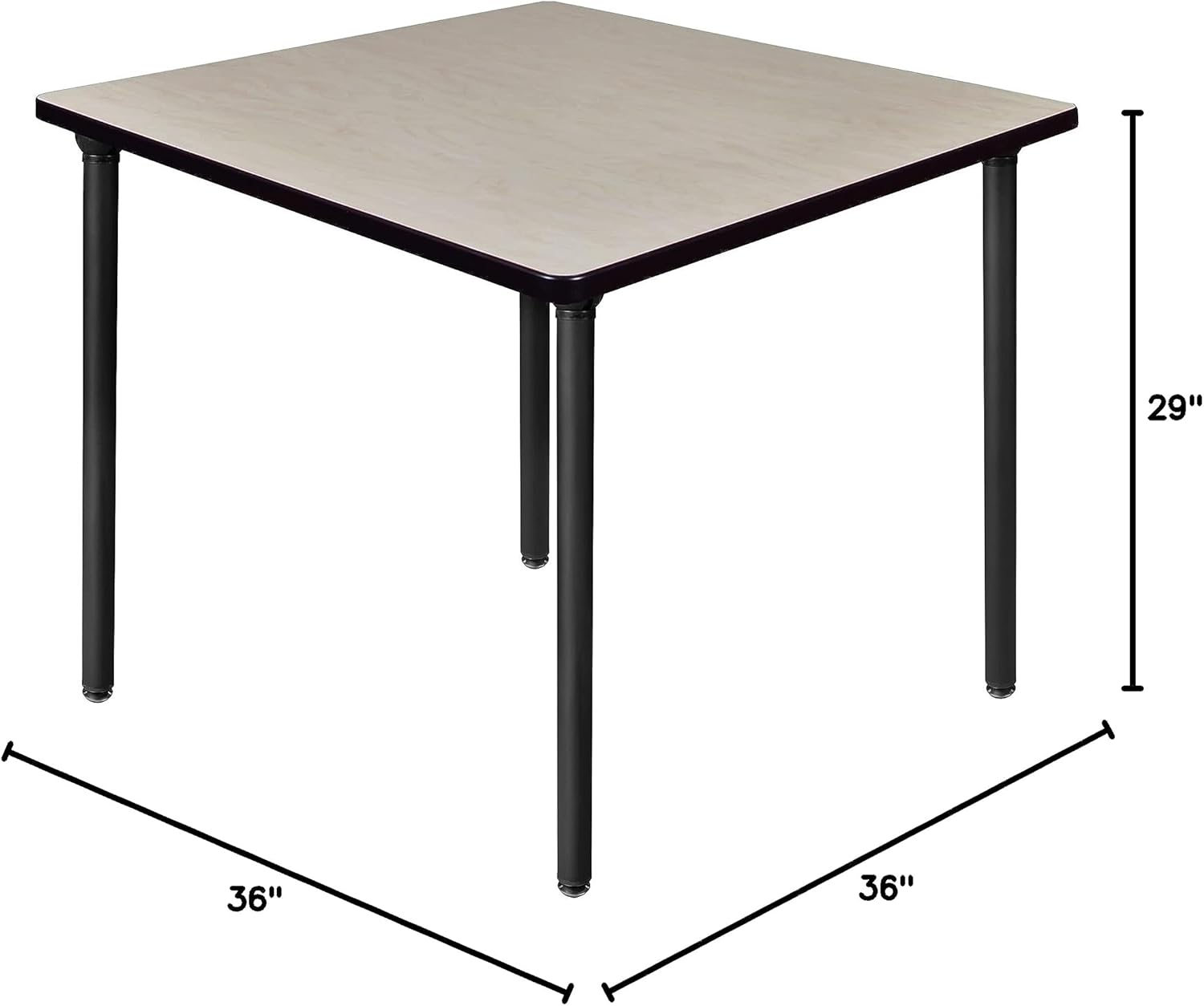 Maple and Black 36" Folding Breakroom Table with Steel Legs
