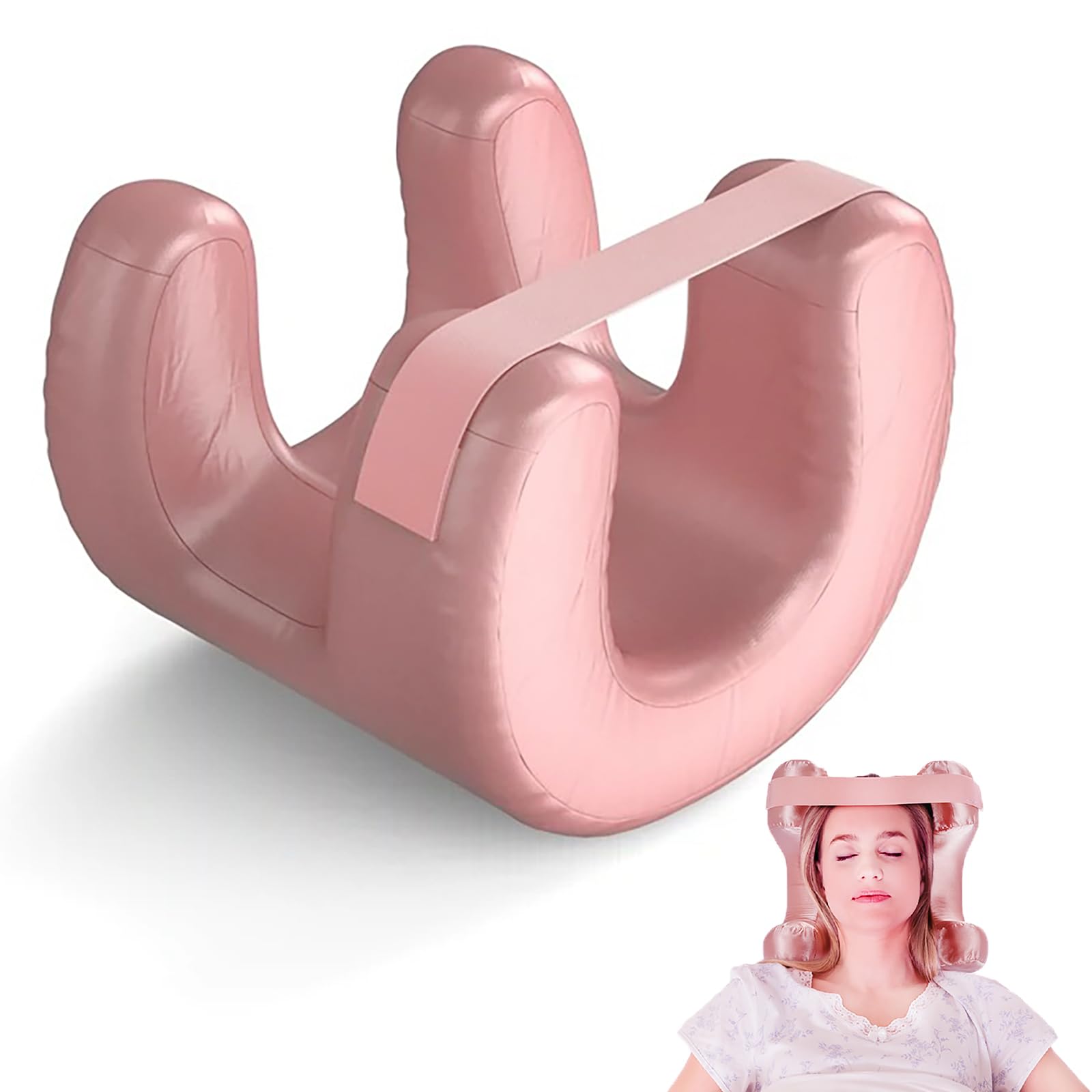 Cretosou Flawless Face Pillow Massage Satin Pillowcase Neck Pillows (pink)