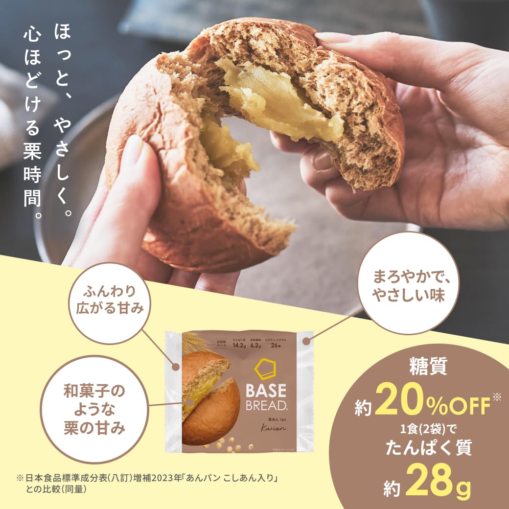 Amazon.co.jp: ベースブレッド 常温保存 栗あん40袋 パン 低糖質