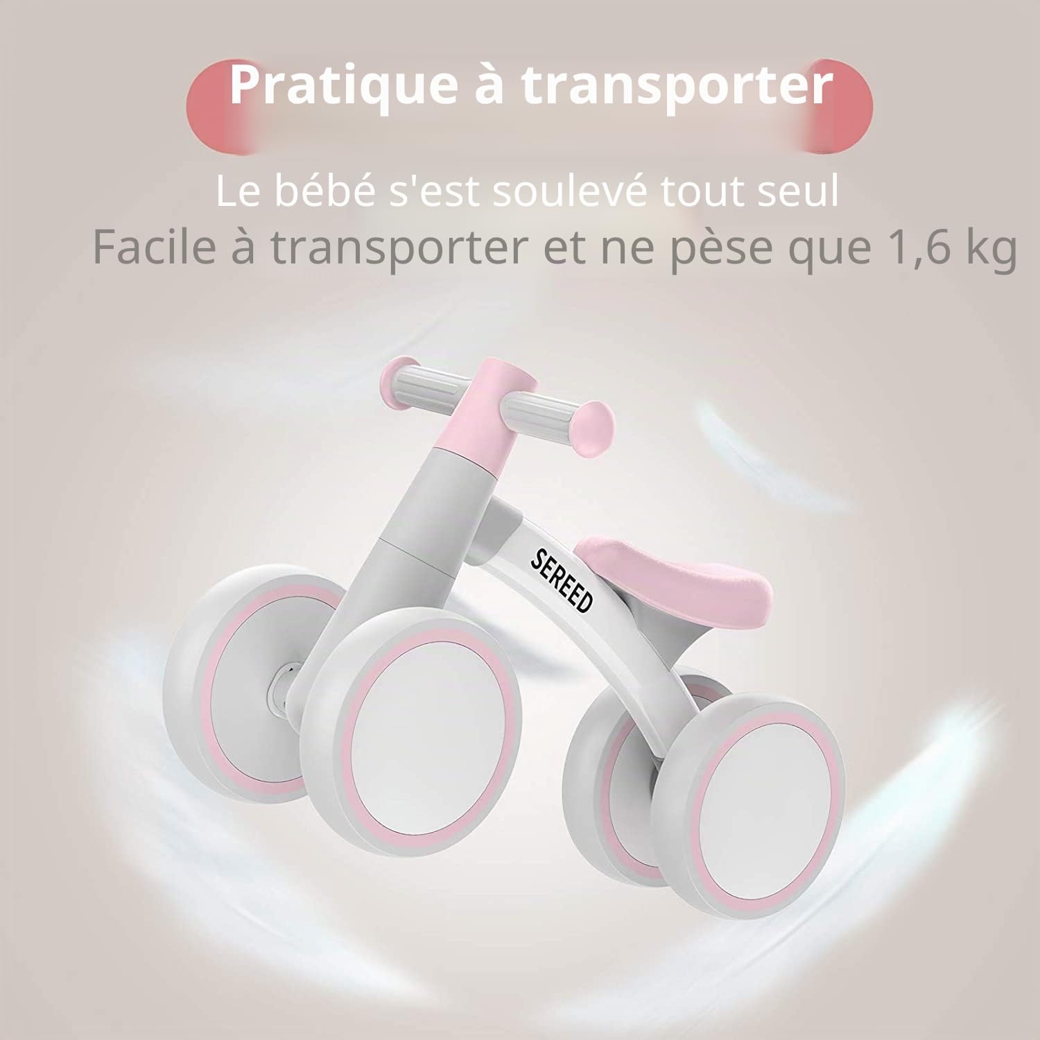 SEREED Draisienne Bébé 12-24 Mois, Premier Vélo à 4 Roues pour Garçons et Filles, Cadeau Anniversaire Noel