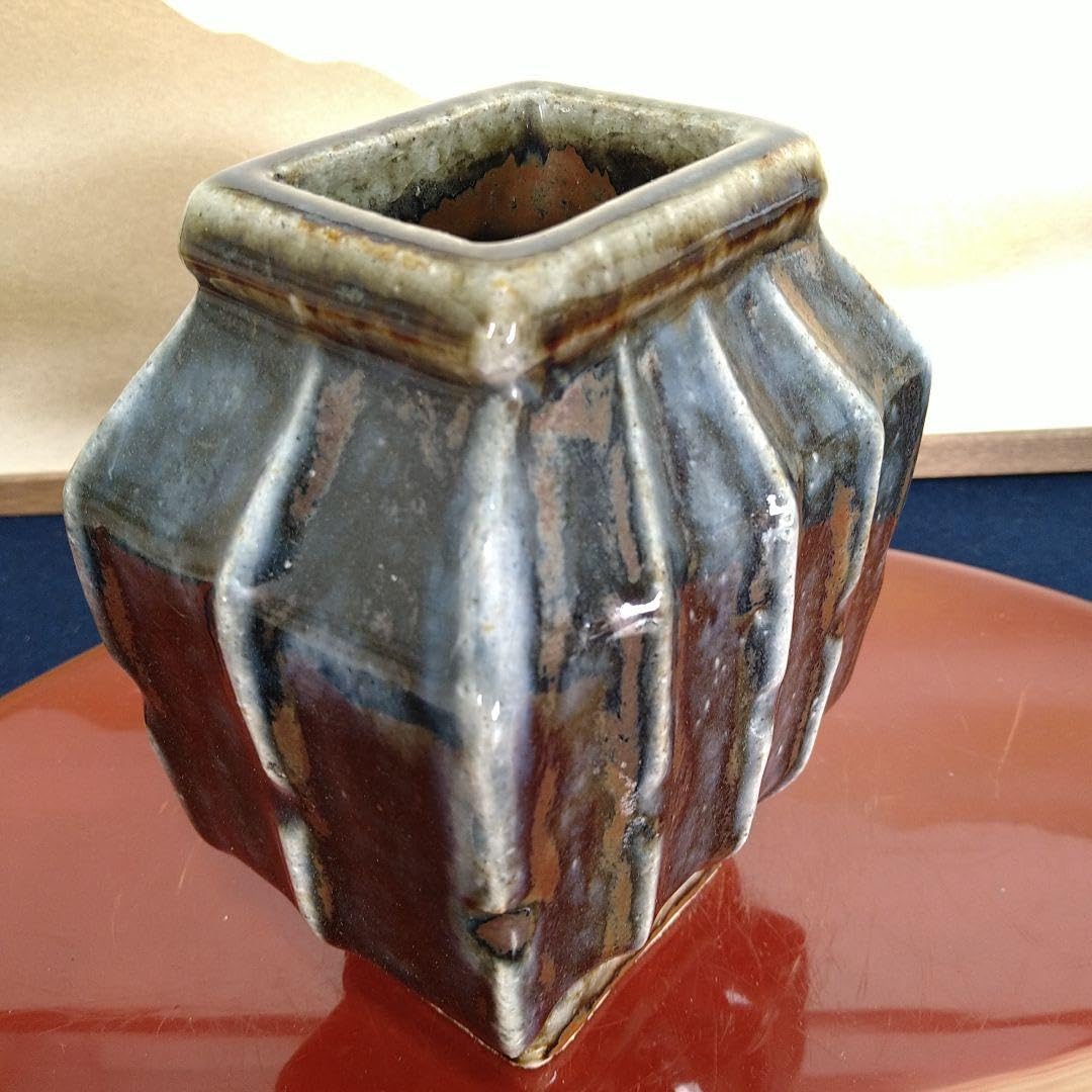 Amazon.co.jp: AC90 河井武一作 扁壺 花瓶 花入れ 一輪挿 花器 共箱  