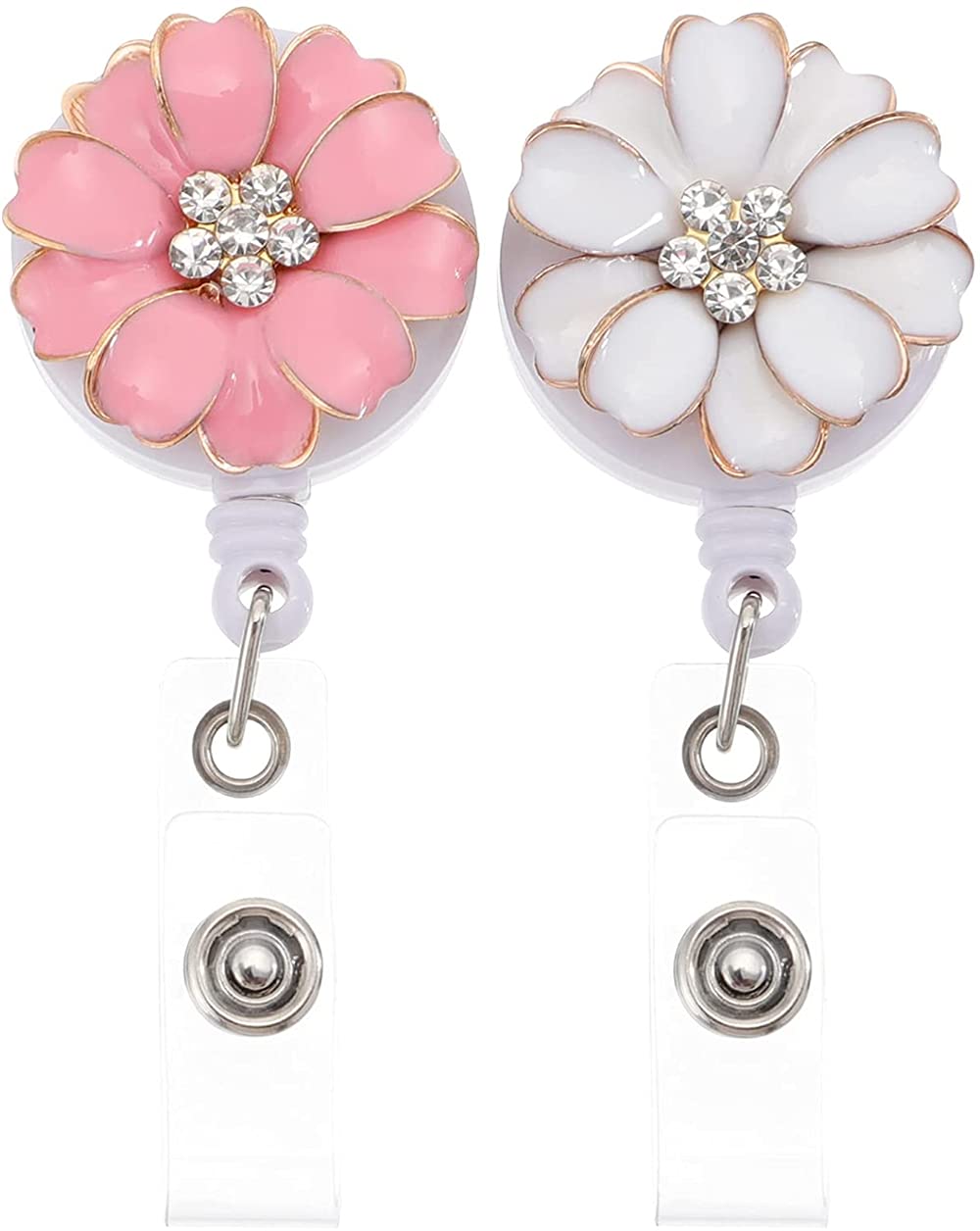 ELECDONRetractable Badge Holder, 2 Pcs Badge Reel Badge Holder Retractable Reel Holder Id Badge Holder Clip ID Name Badge Holder Reel Clip On Card Holders For Office Workers Nurse Doctors Teachers