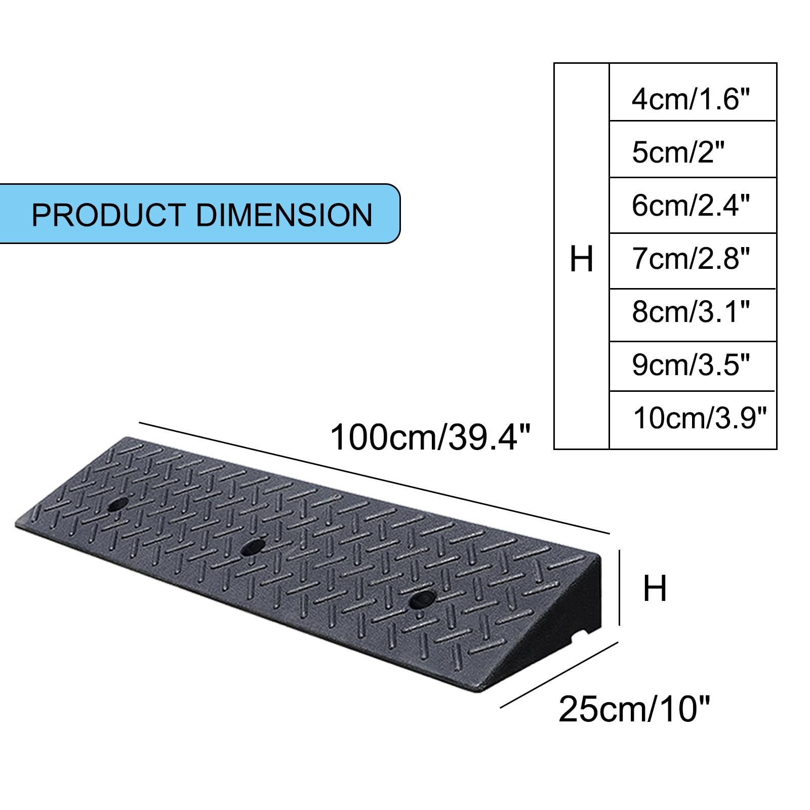 YAEGER Rampa de Umbral de Goma Rampa de Acceso para VehíCulos Antideslizante Rampa de TransicióN PortáTil para Coches, Sillas de Ruedas, Bicicletas, Motocicletas(4cm)