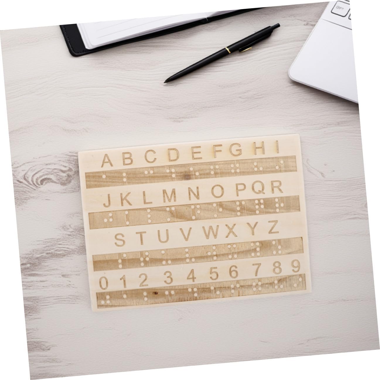2 Pcs Wooden Braille Alphabet Board Raised Dot Fingerboards for Blind People Learning Braille Portable Solid Wood Teaching Tools for Adults Smooth Surface for School and Home Use