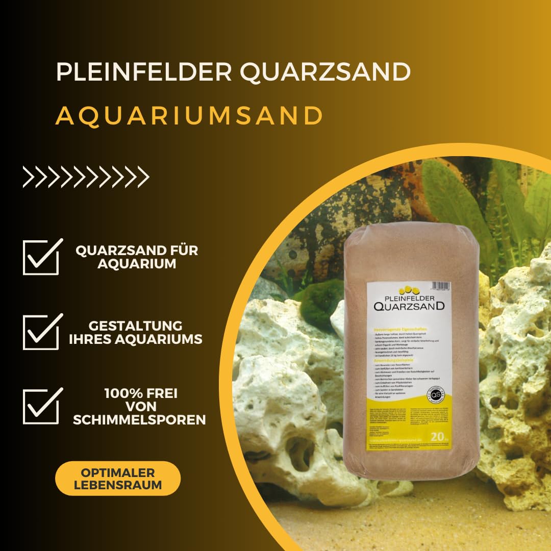 Aquariumsand, Quarzsand für Aquarium, feuergetrockneter Quarzsand, Körnung: 0,1-0,4mm, 20kg Säcke