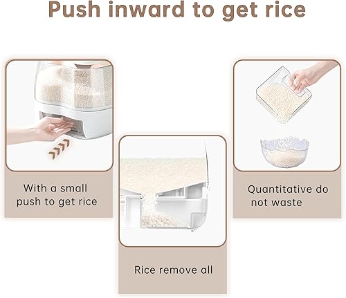 Miniatura 4 de Recipiente dispensador de almacenamiento de arroz con tapa, hermético de grano para mascotas, perros y gatos, dispensador de alimentos secos,