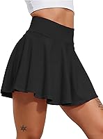 Challmoti Women's Pleated Tennis Golf Skort - High Waisted Tummy Control, UPF 50+ Pockets, Stretchy Breathable Active Skirt