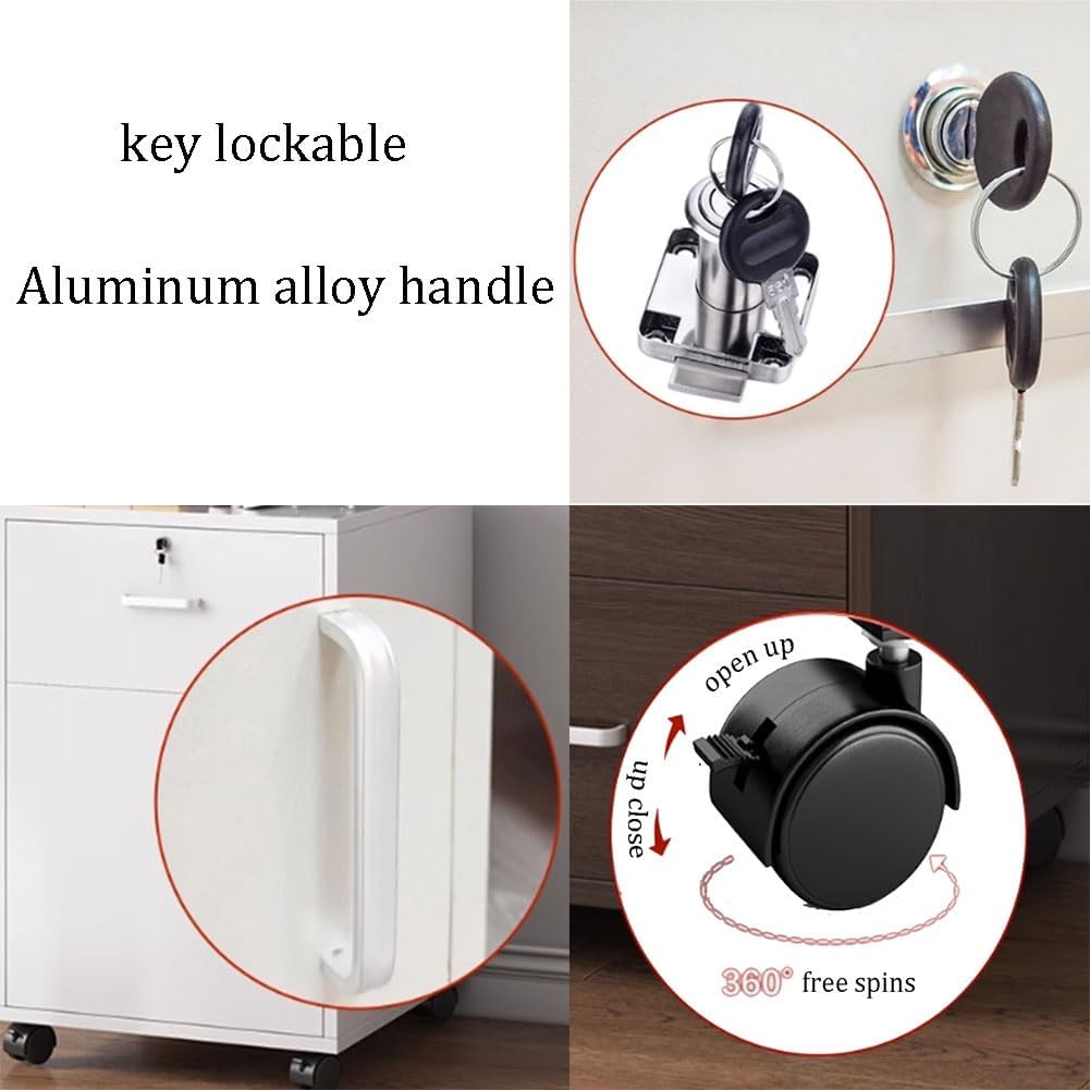 Storage Box Storage Cabinet，Modern Mobile File Cabinet Furniture with MDF Material Printer Stand for Home Office Commercial Grade Beige 60x37x57cm