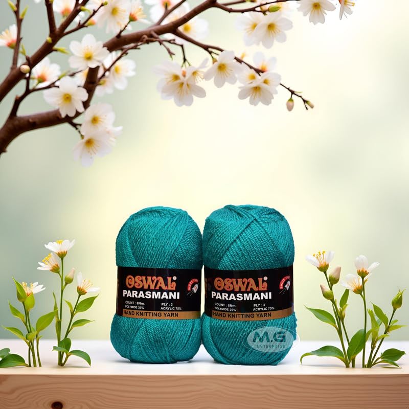 Image of M.G ENTERPRISE 3 Ply Knitting Yarn Wool, Teal Green 200 GMS Best Used with Knitting Needles, Crochet Needles Wool Yarn for Knitting.-KO Art-EIA