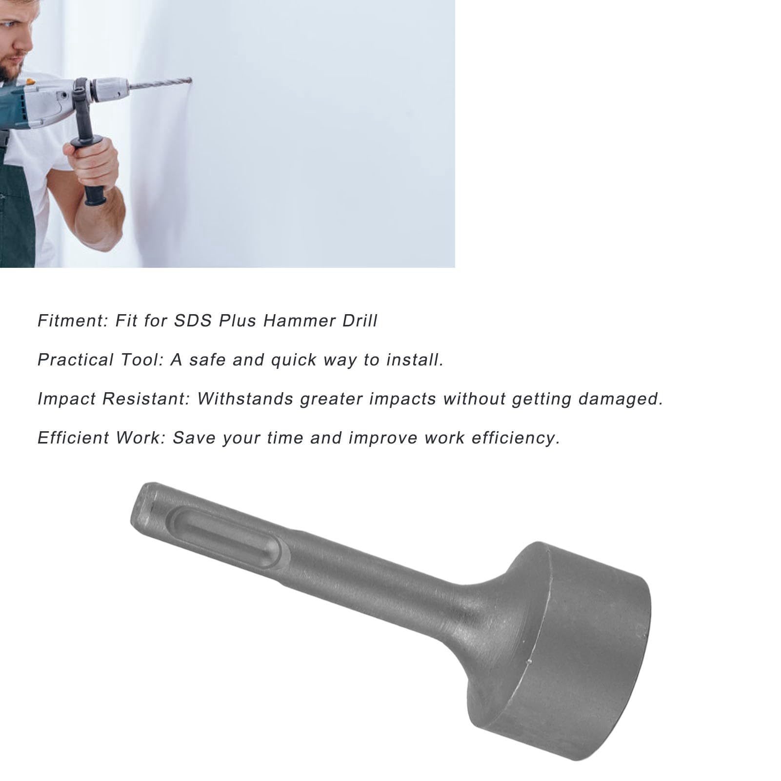 MEKOTRIN SDS Plus Ground Rod Driver Bit, Socket Steel Drill Bit Driver Concave Hammer Head - Image 3